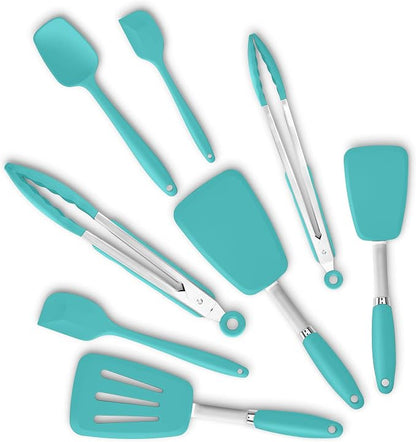 Silicone Spatulas Set Turners Tongs Cooking Utensils Set High Heat Resistant by ALLWIN-HOUSEWARE