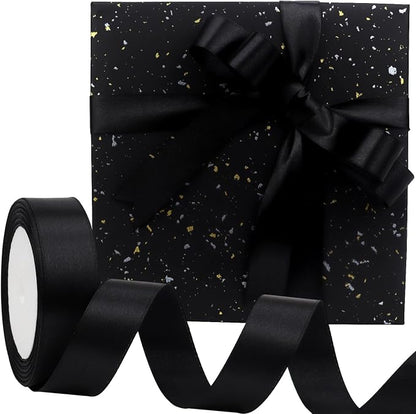 Black Solid Satin Ribbon 1 Inch 25 Yards Solid Polyester Fabric Ribbon - Image 5