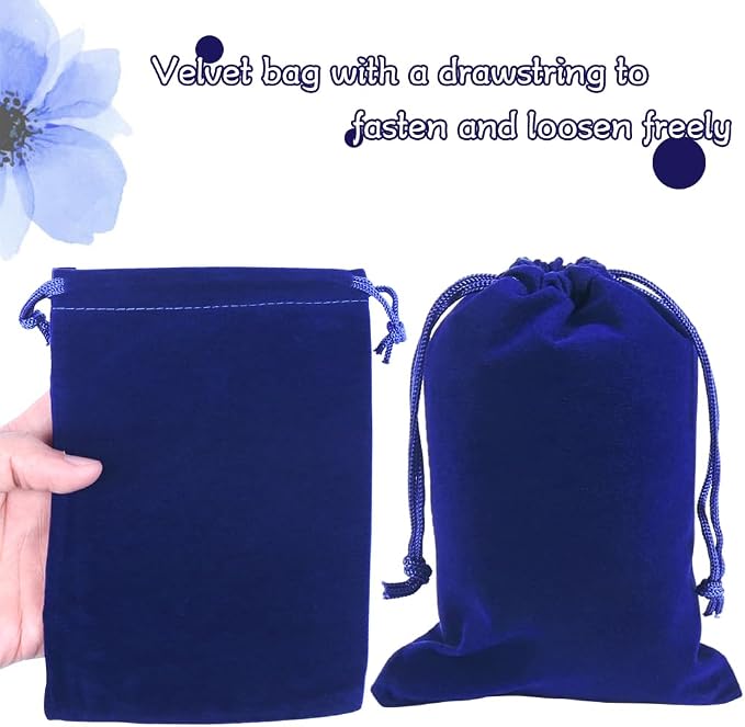 HRX Package 20pcs Velvet Jewelry Bags, 5x7 inch Blue Cloth Gift Drawstring - Image 5