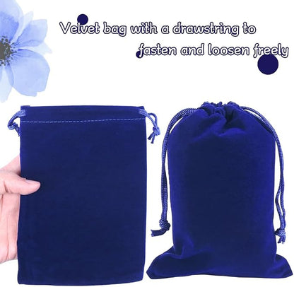 HRX Package 20pcs Velvet Jewelry Bags, 5x7 inch Blue Cloth Gift Drawstring - Image 5