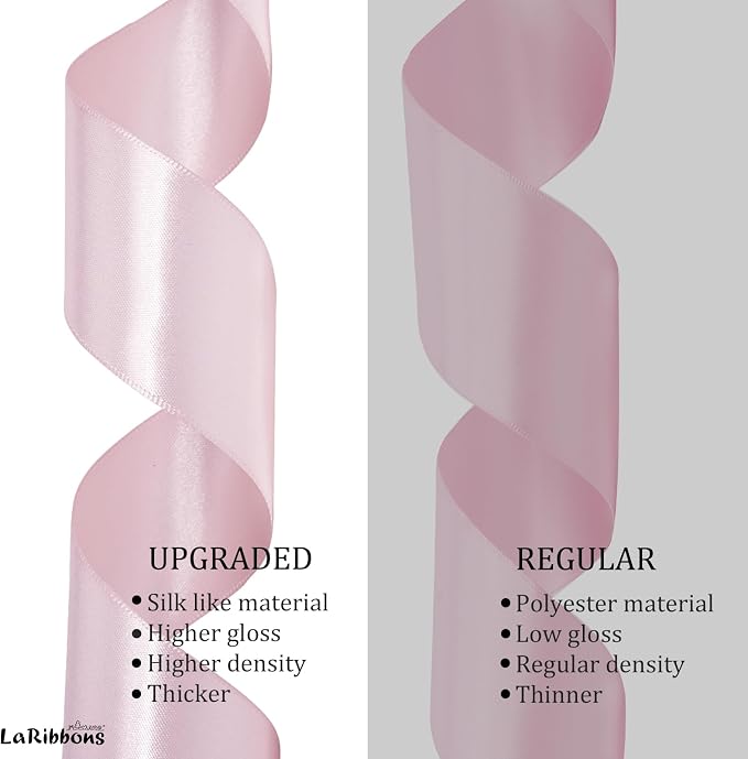 LaRibbons Light Pink Satin Ribbon 3/8 Inch 50 Yards Thin Luxury Double Faced - Image 7