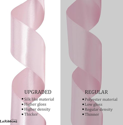LaRibbons Light Pink Satin Ribbon 3/8 Inch 50 Yards Thin Luxury Double Faced - Image 7