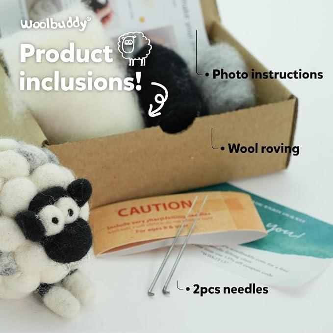 Woolbuddy Needle Felting Kit for Beginners & Adults – DIY Sheep Animal Craft - Image 4