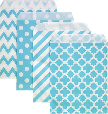 KEYYOOMY 100 Pcs Blue Candy Buffet Bags Small Cookie Bags Polka Dot Paper Treat by KEYYOOMY
