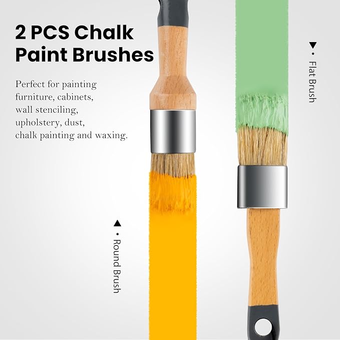 Chalk Paint Brush, 2 Pack Wax Brushes and Chalk Paint - Image 5