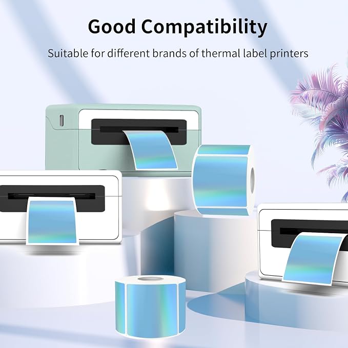 2" x 2" Square Thermal Labels Stickers, Holographic Thermal Stickers Labels - Image 3