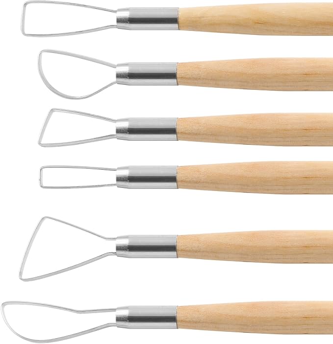 Suiwotin 6pcs Double-Sided Clay Sculpting Tools, Wooden Handle Ribbon Clay Tools - Image 2