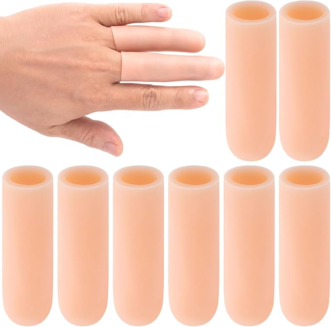 PAGOW 10pcs Gel Finger Support Protector Caps Gloves, Silicone Fingertips by PAGOW
