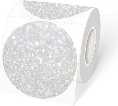 3" Holographic Direct Thermal Label Stickers, Round Printable Rainbow Glitter by Unknown