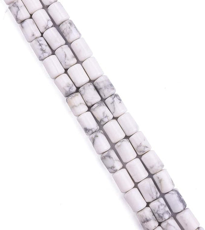 Natural White Howlite Cylinder Stone Loose Semi Gemstone Beads - Image 3