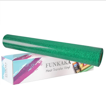 FUNKAKA Glitter Green HTV Heat Transfer Vinyl Rolls by FUNKAKA