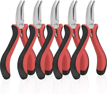 Bent Nose Pliers 5"-5 Pack Bent Nose Pliers by HOUSERAN