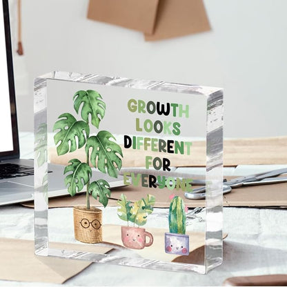 Inspirational Quote Desk Decor Acrylic Sign 4X4 Inch, Watercolor Greenery - Image 4