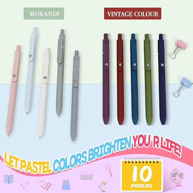 10Pcs Quick Dry Ink Pens, Retractable Gel Ink Pens, Fine Point Rolling Ball Gel - Image 4