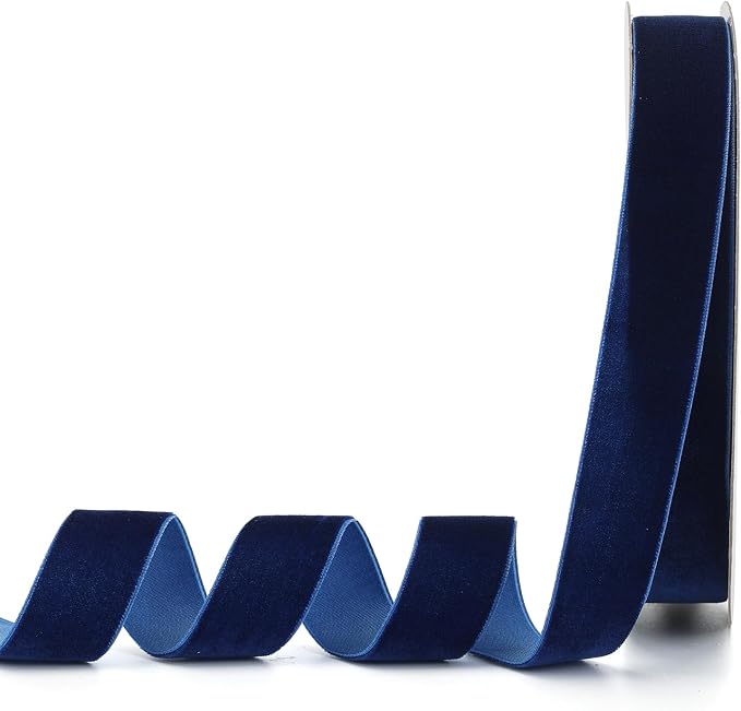 Navy Blue Velvet Ribbon, Hair Bows, Handmade Craft and Christmas, Wedding by Lemon+Park