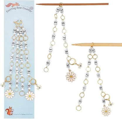 NBEADS 2 Pcs Flower and Bee Knitting Row Counter Chains, Number Beads Acrylic by NBEADS