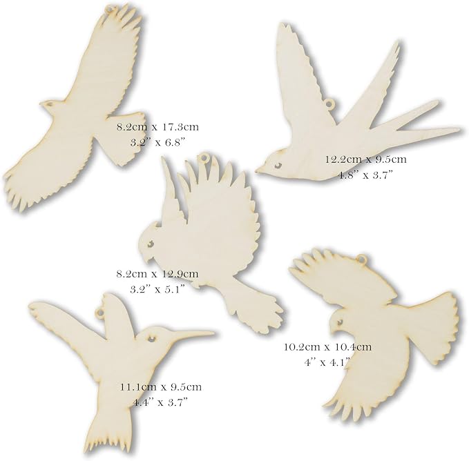 Summer-Ray 20 Wooden Flying Bird Laser Cutout DIY Craft Home Decoration Art - Image 2