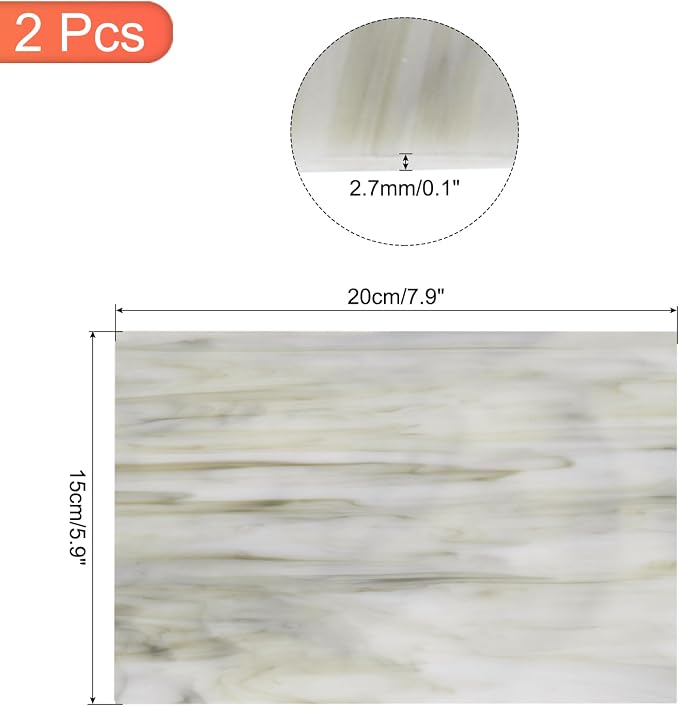 MECCANIXITY 2 Pcs Stained Glass Sheet Mosaic Tile 7.9 Inch x 5.9 Inch Light - Image 2