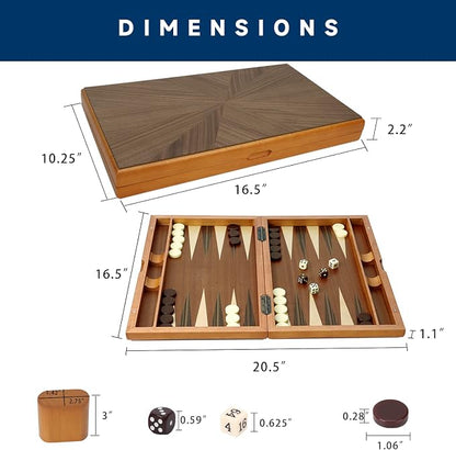 GSE Games & Sports Expert Premium Wooden Folding Inlay Backgammon Board Game Set - Image 4