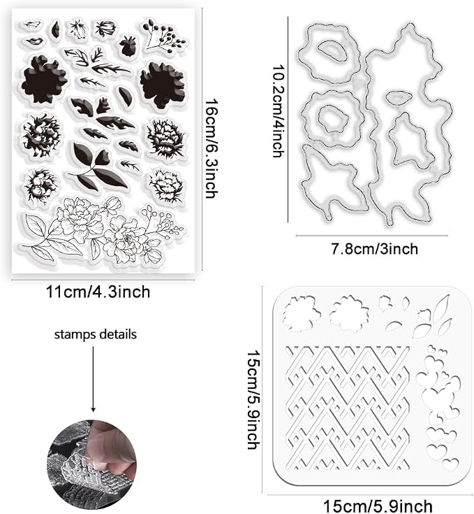 ORIGACH Realistic Flower Layering Stencil Stamp and Die Set - Image 2