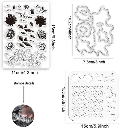 ORIGACH Realistic Flower Layering Stencil Stamp and Die Set - Image 2