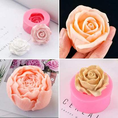 6 Pcs Flower Silicone Molds Set, FAURAPMNG Bloom 3D Rose Flower Fondant - Image 3