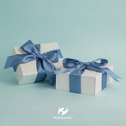 HUIHUANG Smoke Blue Ribbon 2 inch Wide Double-Faced Blue Satin Ribbon - Image 4