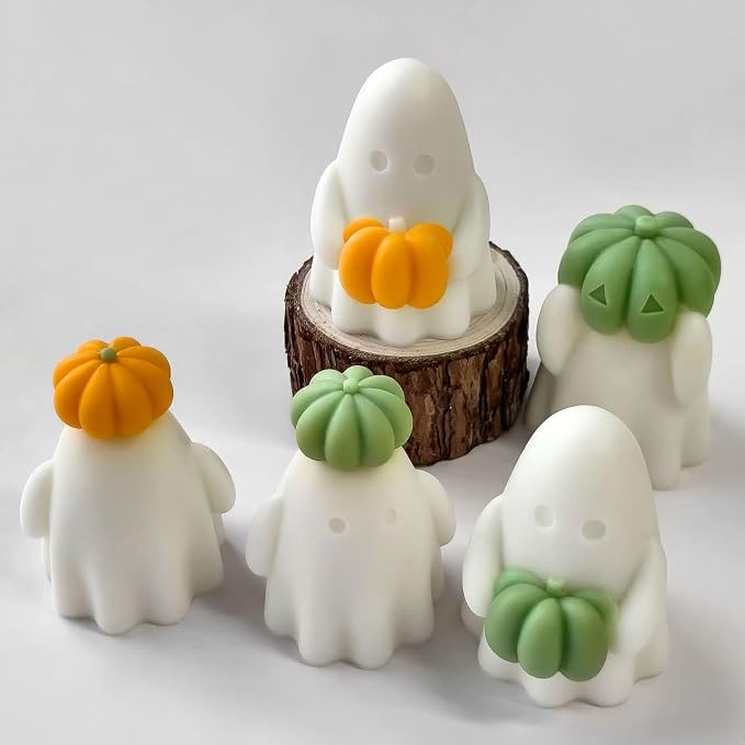 3 Pcs Ghost Holding Pumpkin Resin Mold, Halloween Candle Making Molds Fun Kit - Image 4