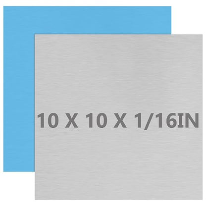 2Pack 6061 T651 Aluminum Sheet Metal 10 x 10 x 1/16 Inch Plain Thin Aluminum by Lswteiz