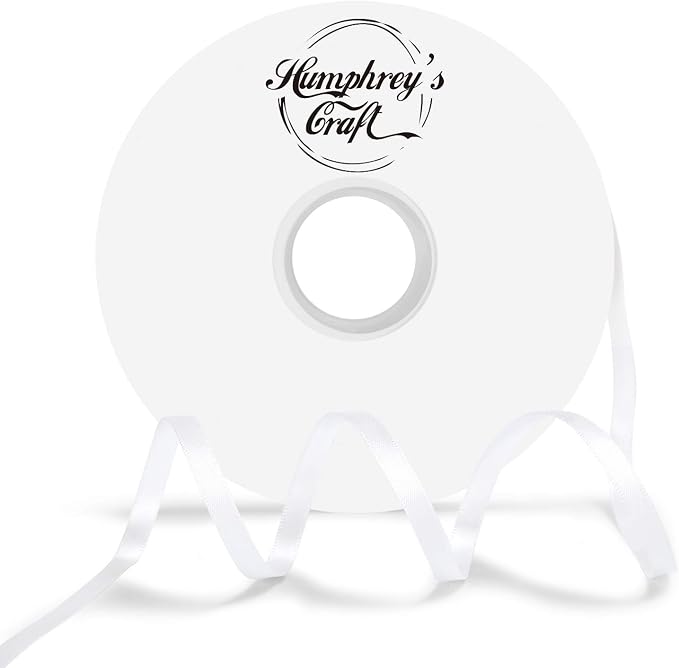 Humphrey's Craft 1/4 Inch White Double Faced Satin Ribbon by HumphreysCraft