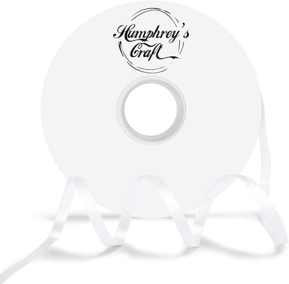 Humphrey's Craft 1/4 Inch White Double Faced Satin Ribbon by HumphreysCraft