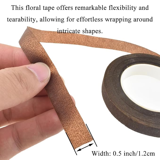 HAHIYO Brown 3Rolls 0.5Inch Wide Floral Tape - Image 3