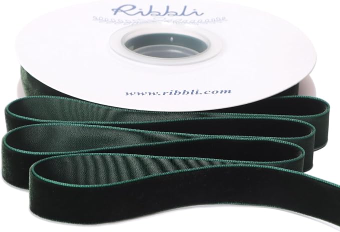 Ribbli Dark Green Velvet Ribbon 5/8 Inches Continuous10 Yard Spool Red by Ribbli
