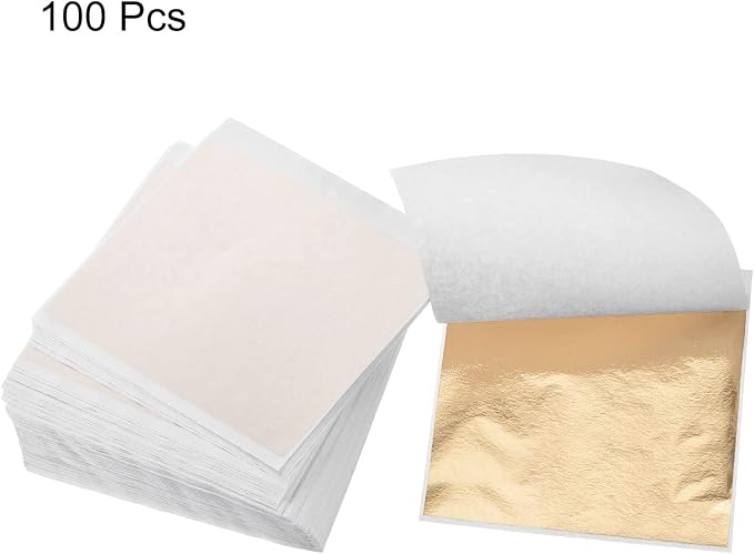 MECCANIXITY Gold Leaf Foil Sheet Champagne Gold Leaf Paper 3.3 x 3.1inch - Image 3