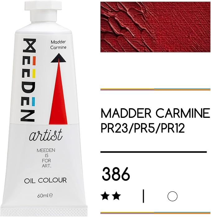 MEEDEN Artist Grade Oil Paint: Madder Carmine - 60ml/2oz Tube - Professional - Image 2