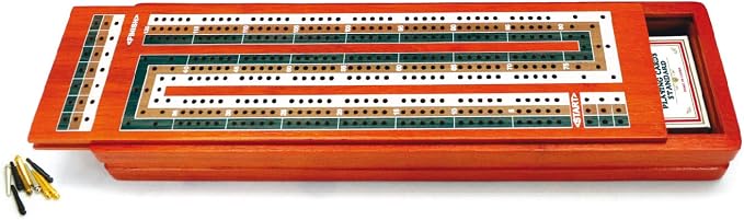 ERLLE - Wooden Cribbage Board Game Set, Continuous 3 Track Wooden Board - Image 9