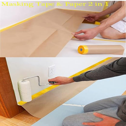 Pre-Taped Masking Paper for Painting, 20 Inch x 50 Feet Tape and Drape Painters - Image 2