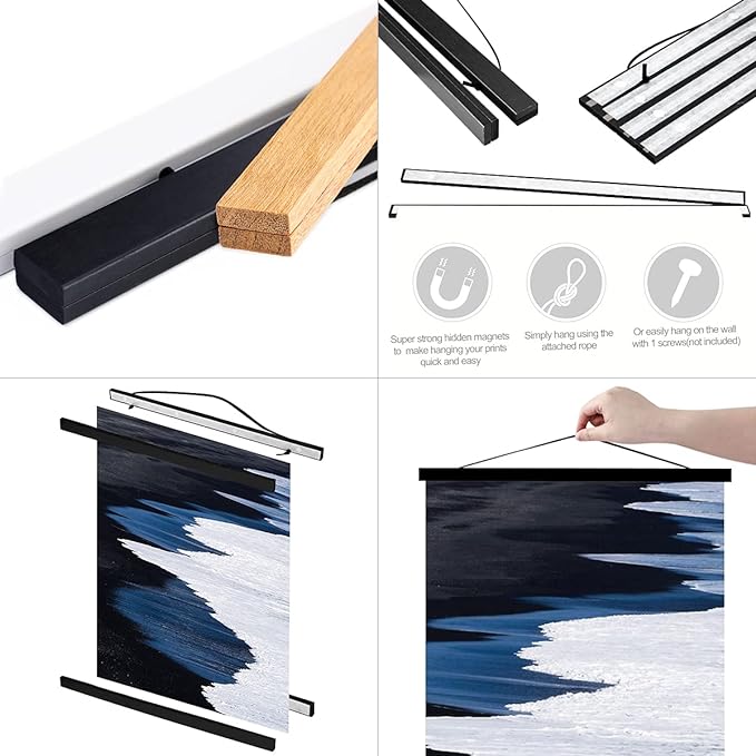 Ywlake Magnetic Poster Hanger, 18x24 18x12 18x24 Poster Frame Wood Wooden - Image 2