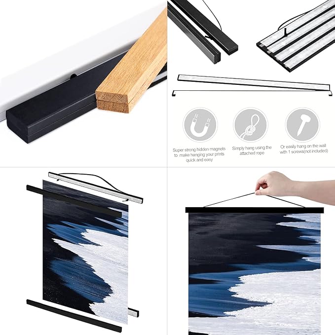 Ywlake Magnetic Poster Hanger, 33x24 33x23 33x50 Poster Frame Wood Wooden - Image 2