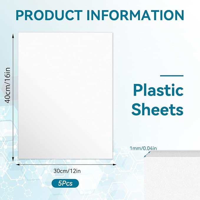 5 Pack White Plastic Sheets 12x16x0.04 in Flexible High Tensile Plastic Sheets - Image 2