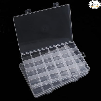 2pcs 24 Grids Clear Plastic Organizer Box Fixed Compartment Storage Container by SICOU