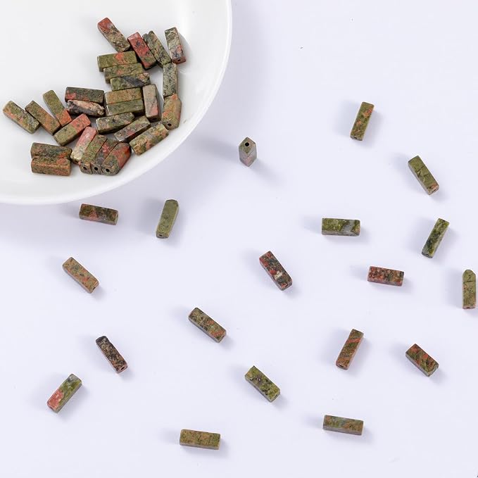 Natural Unakite Rectangle Tube Beads 4x13mm 38cm/str Loose Semi Gemstone Stone - Image 4