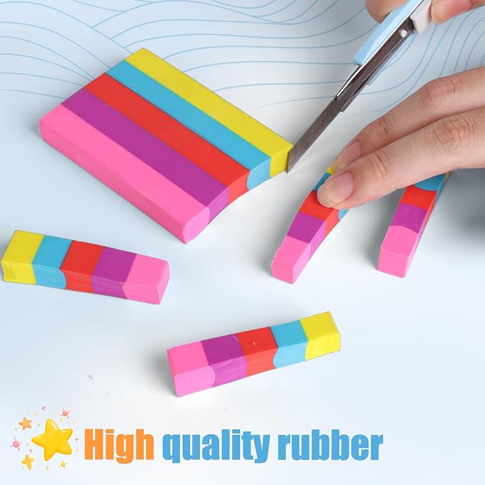 AmoreAngel Crafts 1Big Block Rainbow Pencil Erasers, Large Erasers, Dividable - Image 3