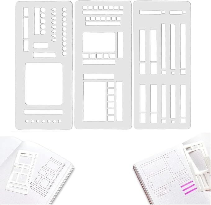 3PCS Planner Stencils Templates Set, Handmade Flexible Record Template by Unknown