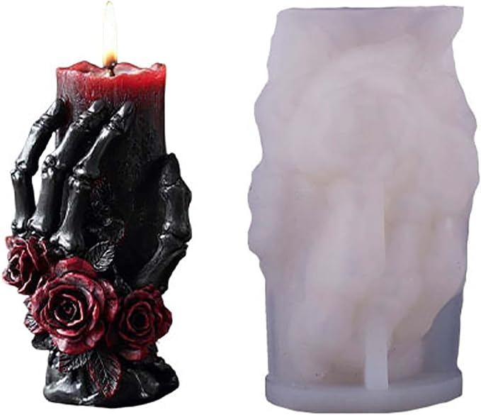 Skull Hand Ghost Cylinder Molds Silicone Wave Spiral Candle Mold by EVERELAMSiliconeMolds