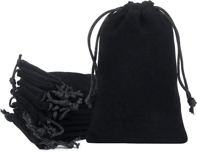 Shintop 20pcs velvet bags with drawstrings, 4x6inch Gift Bags Black Velvet by Shintop