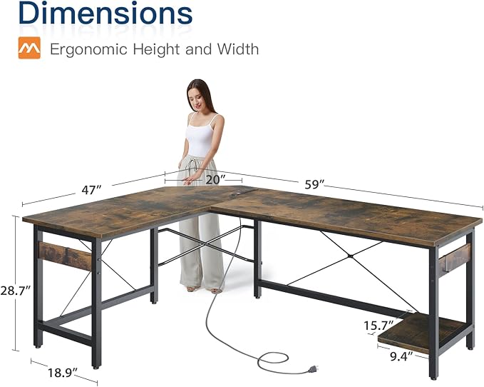 Coleshome 59" L Shaped Gaming Desk - Image 3