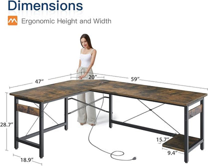 Coleshome 59" L Shaped Gaming Desk - Image 3