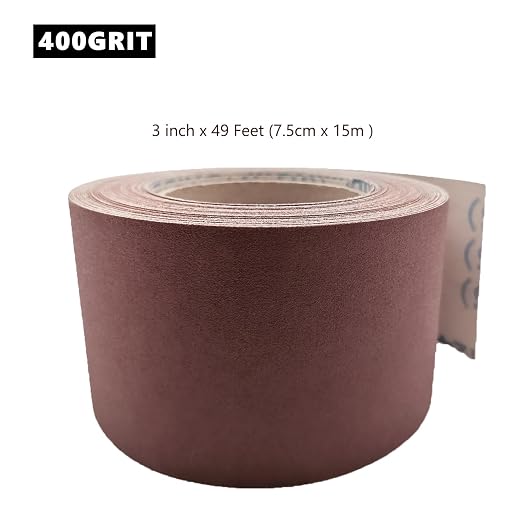400 Grit Sandpaper Roll, 3 Inch x 49 Feet Emery Cloth Roll Aluminum Oxide - Image 3
