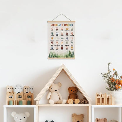 Boho Animal Woodland Tracks Poster Hanger, Forest Jungle Animals Nursery Decor - Image 3